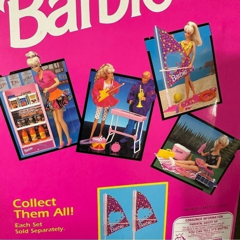 Barbie Surf Set Vintage 1993 Surfboard Beach Ball Tube Life Ring Sunglasses New